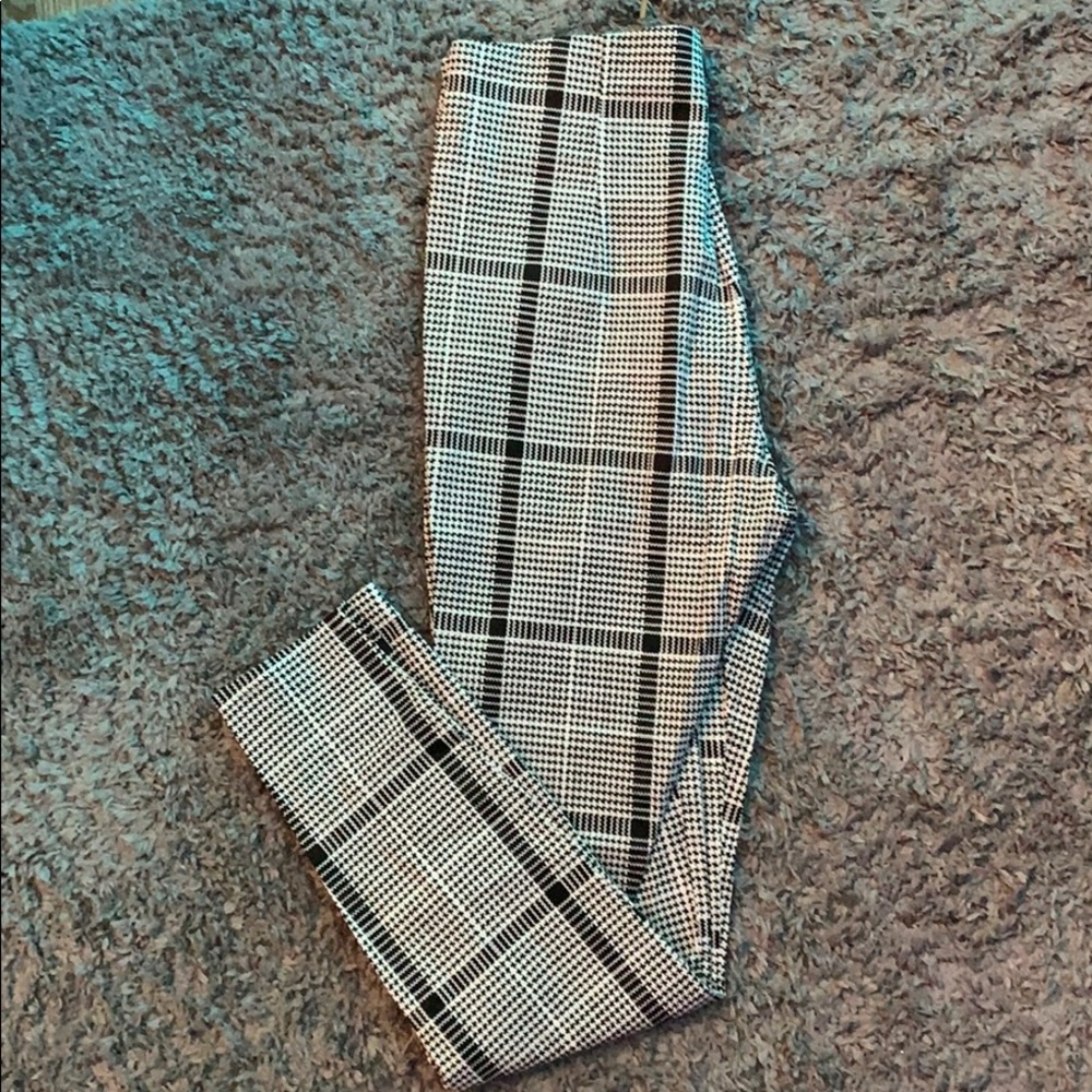 black and white plaid pants